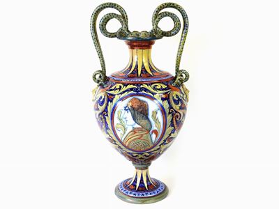 Grande Vaso in Terracotta Smaltata a Lustro, Fine del XIX Secolo