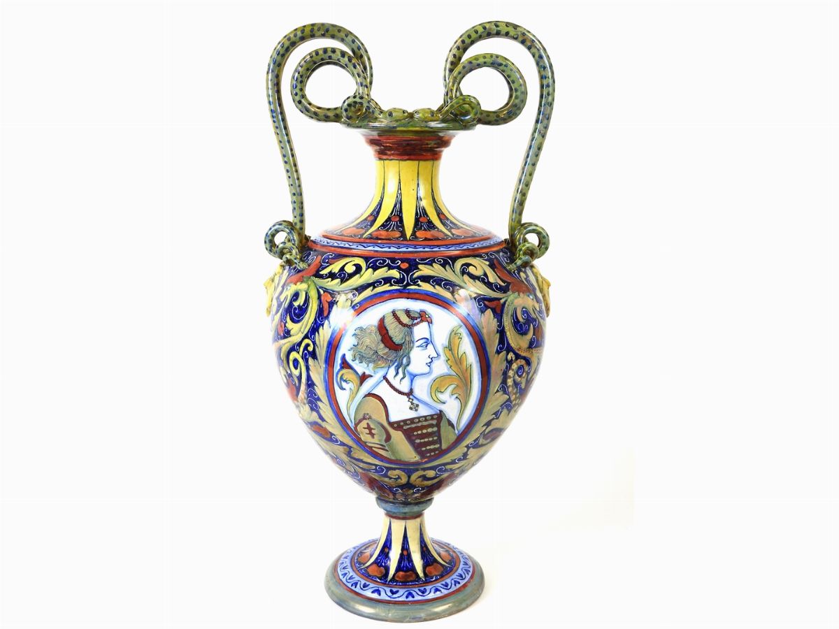 Paolo Rubboli - Grande Vaso in Terracotta Smaltata a Lustro, Fine del XIX Secolo