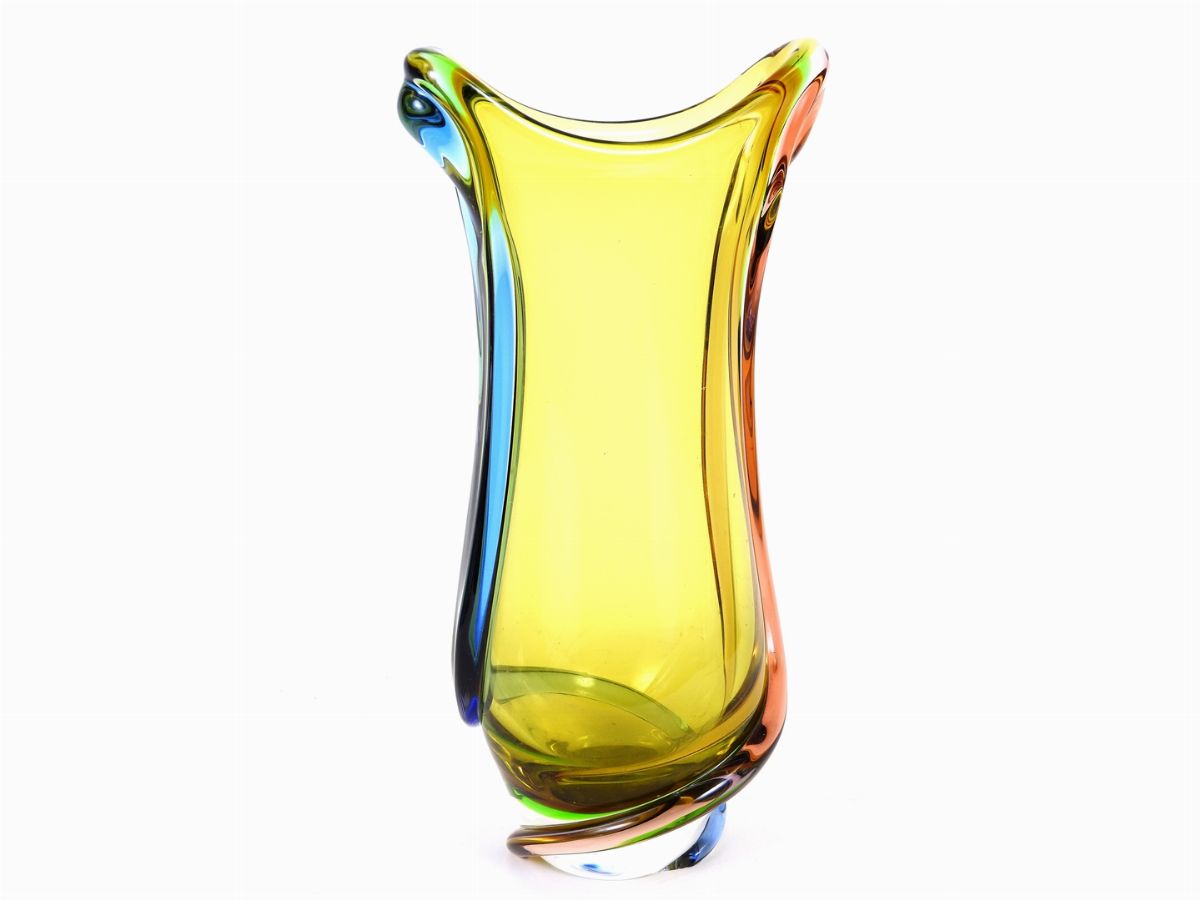 Flavio Poli Attribuito - Grande Vaso in Vetro Soffiato Color Ambra