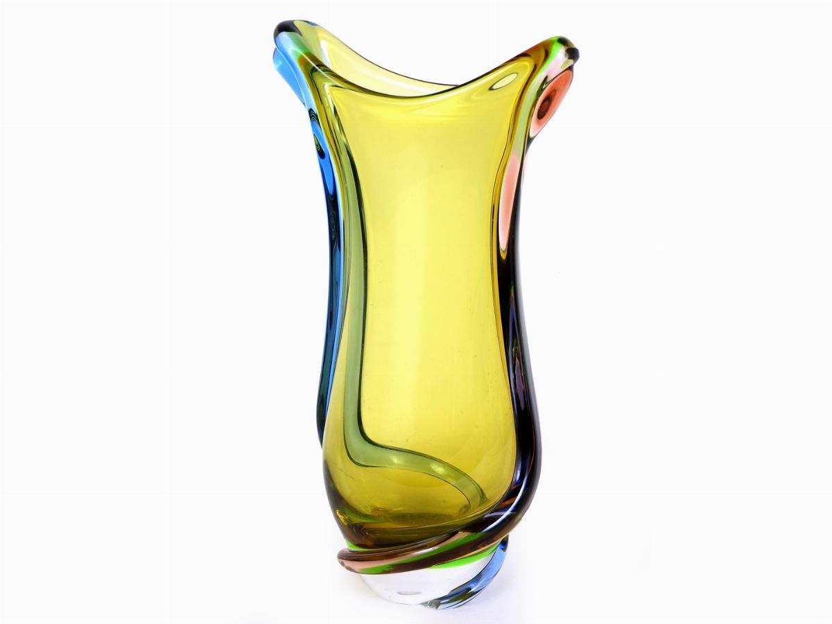 Flavio Poli Attribuito - Grande Vaso in Vetro Soffiato Color Ambra