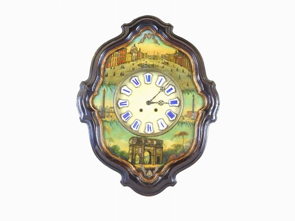 A Mother of Pearl Inlaid and Painted Wall Clock  (second half of 19th Century)  - Auction Furniture and Paintings from a house in Val d'Elsa - Lots 1-303 - I - Maison Bibelot - Casa d'Aste Firenze - Milano