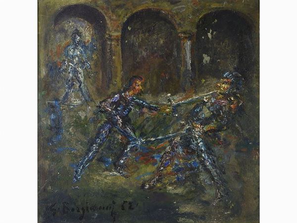 Guido Borgianni : Swordsmen 1952  ((1915-2011))  - Auction Furniture and Paintings from a House in Val d'Elsa / A Collection of Modern and Contemporary Art - Lots 304-590 - II - Maison Bibelot - Casa d'Aste Firenze - Milano