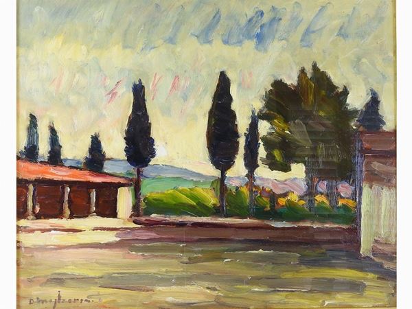 Dino Migliorini : Tuscan Landscape  ((1907-2005))  - Auction Furniture and Paintings from a House in Val d'Elsa / A Collection of Modern and Contemporary Art - Lots 304-590 - II - Maison Bibelot - Casa d'Aste Firenze - Milano