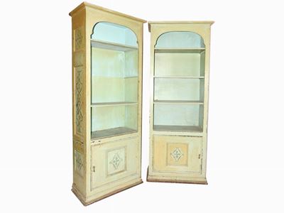 Coppia di Librerie in Legno Tenero Laccato Verde Acqua