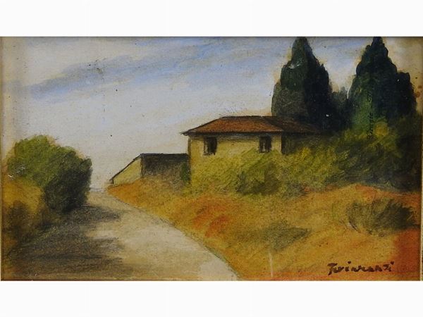 Nino Tirinnanzi : Tuscan Landscape  ((1923-2002))  - Auction Furniture and Paintings from a House in Val d'Elsa / A Collection of Modern and Contemporary Art - Lots 304-590 - II - Maison Bibelot - Casa d'Aste Firenze - Milano