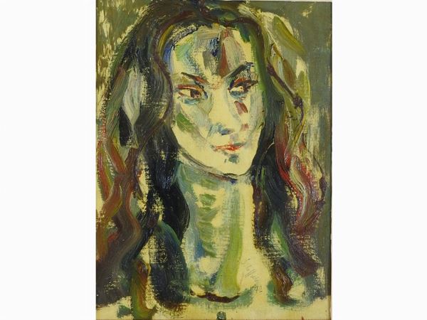 Silvio Loffredo : Portrait of a Woman 1972  ((1920-2013))  - Auction Furniture and Paintings from a House in Val d'Elsa / A Collection of Modern and Contemporary Art - Lots 304-590 - II - Maison Bibelot - Casa d'Aste Firenze - Milano