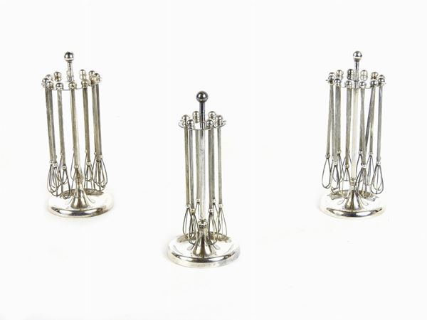 Three Sets of Silver-plated Champagne Swizzle Sticks