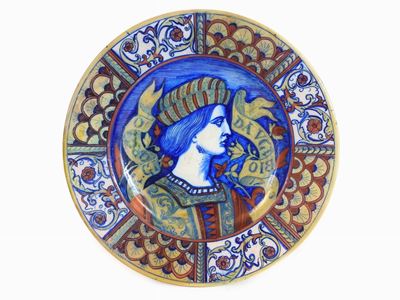 Piatto da Parata in Terracotta Smaltata a Lustro