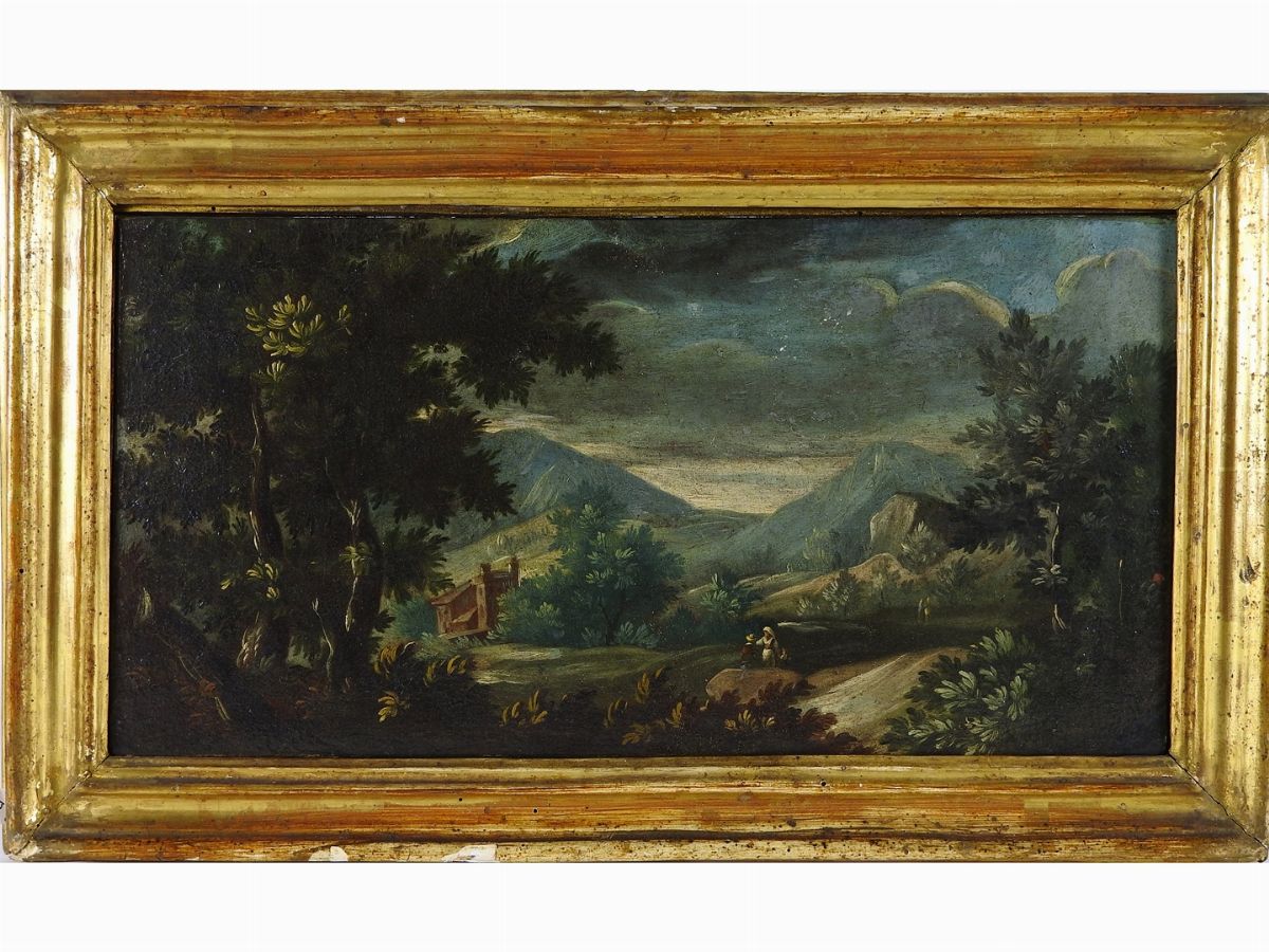 Scuola Genovese della Fine del XVII Secolo - Paesaggi Campestri con Personaggi