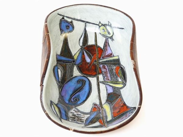 Marcello Fantoni - Ciotola in ceramica policroma