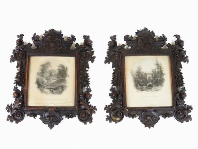 Coppia di Piccole Cornici in Legno Ebanizzato