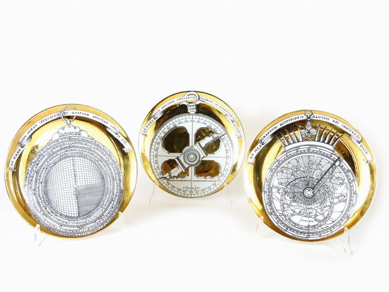 Piero Fornasetti - Tre Piatti Astrolabio in Porcellana