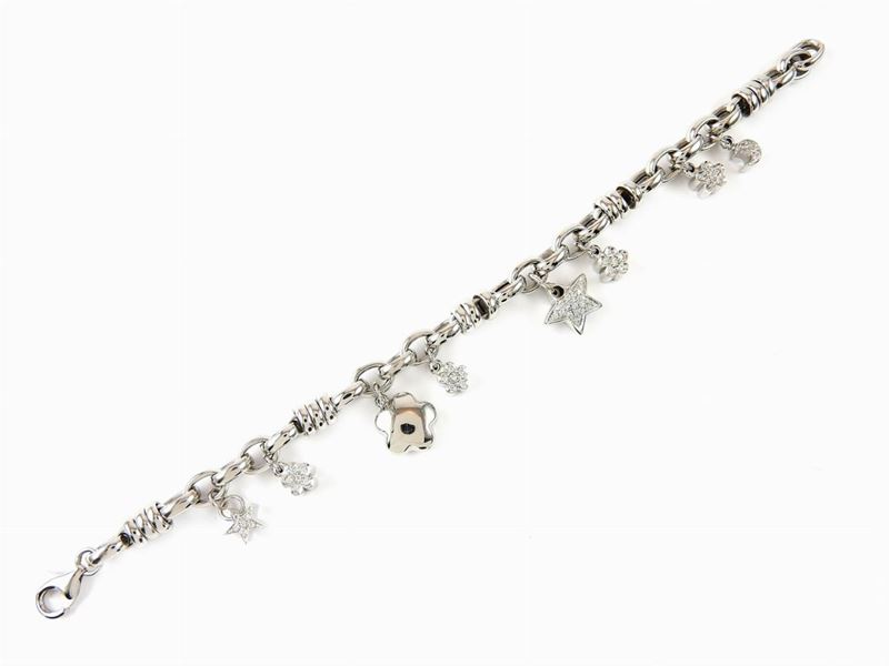 Bracciale "charms" in Oro Bianco e Diamanti