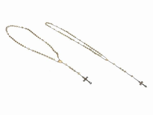 Two Silver Rosaries
