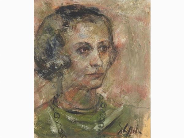 Emanuele Cappello : Portrait of a Woman  - Auction Furniture and Paintings from a House in Val d'Elsa / A Collection of Modern and Contemporary Art - Lots 304-590 - II - Maison Bibelot - Casa d'Aste Firenze - Milano