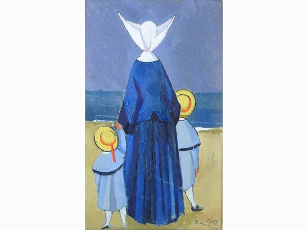 Rodolfo Marma : Nun at the Sea 1967  ((1923-1999))  - Auction Furniture and Paintings from a House in Val d'Elsa / A Collection of Modern and Contemporary Art - Lots 304-590 - II - Maison Bibelot - Casa d'Aste Firenze - Milano
