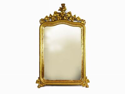 Grande Specchiera in Legno Intagliato e Dorato