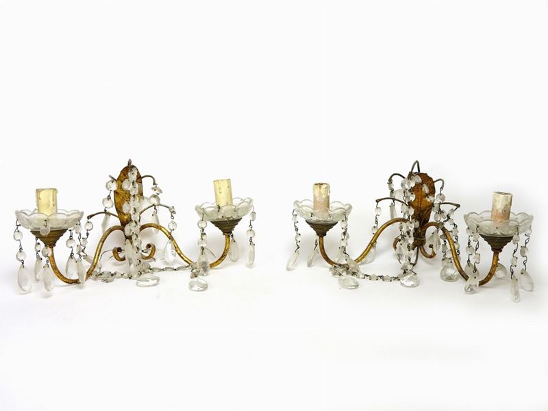 Serie di Quattro Appliques in Metallo Dorato