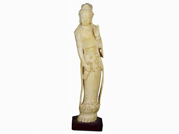 A Carved Ivory Figure of Quanin