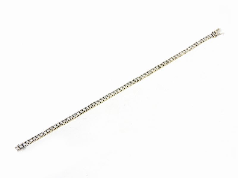 Bracciale Tennis in Oro Bianco e Diamanti
