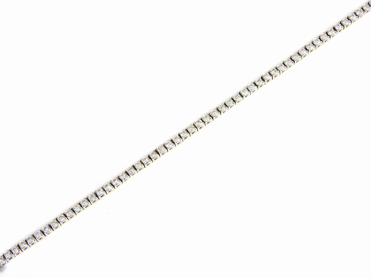 Bracciale Tennis in Oro Bianco e Diamanti