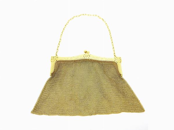 9 kt yellow gold woven mesh bag