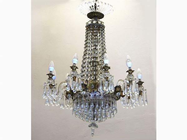 A Gilded Bronze and Crystal Chandelier