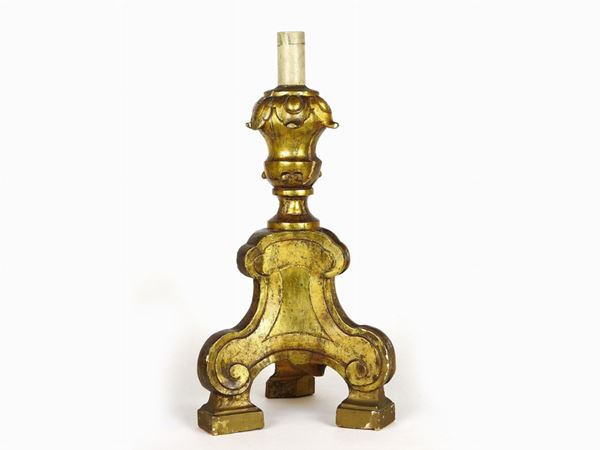 A Giltwood Pricket Converted Into Lamp  (19th Century)  - Auction Furniture and Paintings from a house in Val d'Elsa - Lots 1-303 - I - Maison Bibelot - Casa d'Aste Firenze - Milano