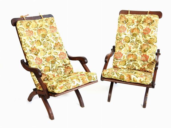 A Pair of Walnut Deck Chairs