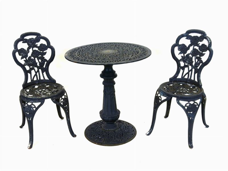 Set da Giardino in Ghisa Laccata Verde