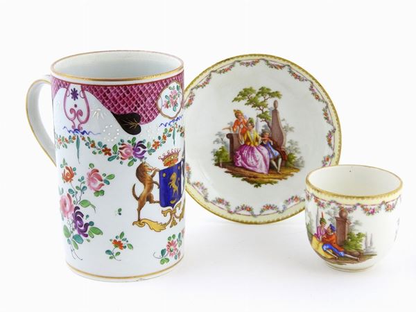 A Lot of Two Painted Porcelain Items