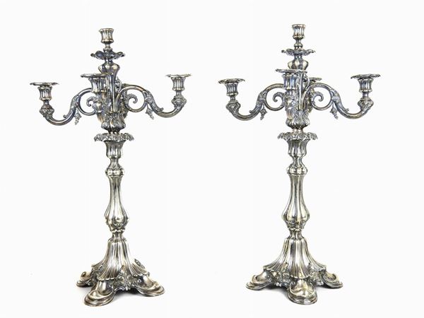 A Pair of Silver Candelabra