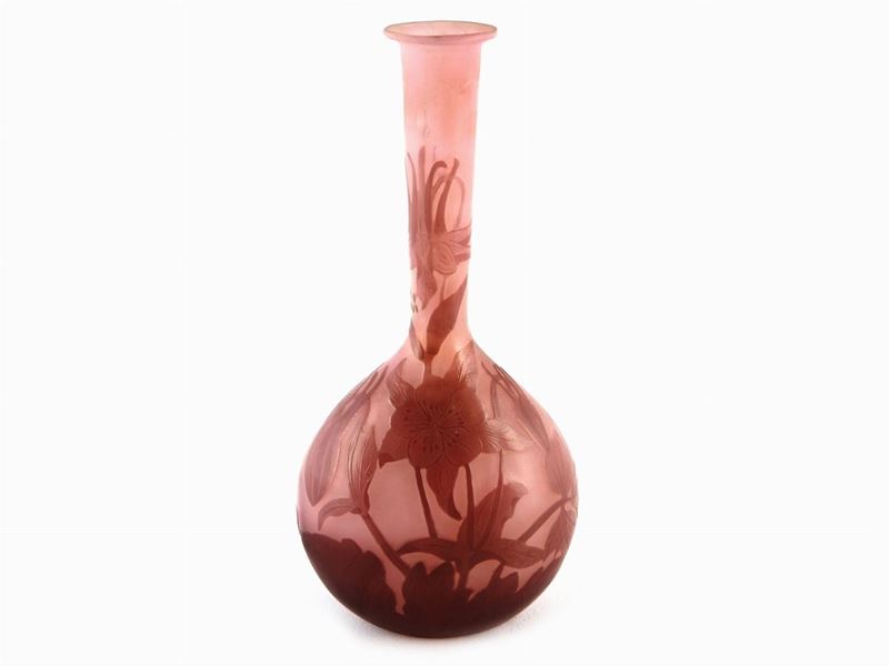 Émile Gallé - Vaso in Vetro Lavorato All'acido a Cammeo, Inizio del XX Secolo