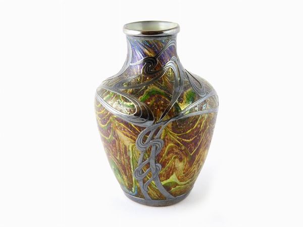 A Small Iridescent Glass Vase