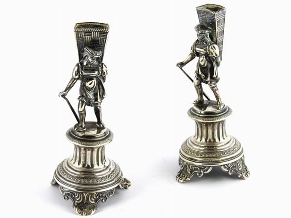 A Pair of Silver Figural Toothpick Holders