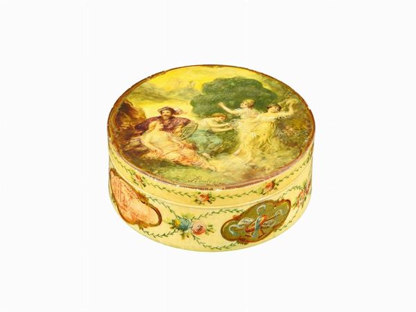 A Round Painted Ivory Box