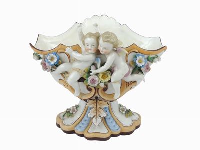 Vaso in Porcellana Tedesca Policroma