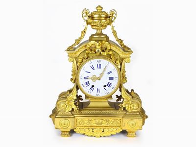 Orologio a Pendolo da Camino in Bronzo Dorato