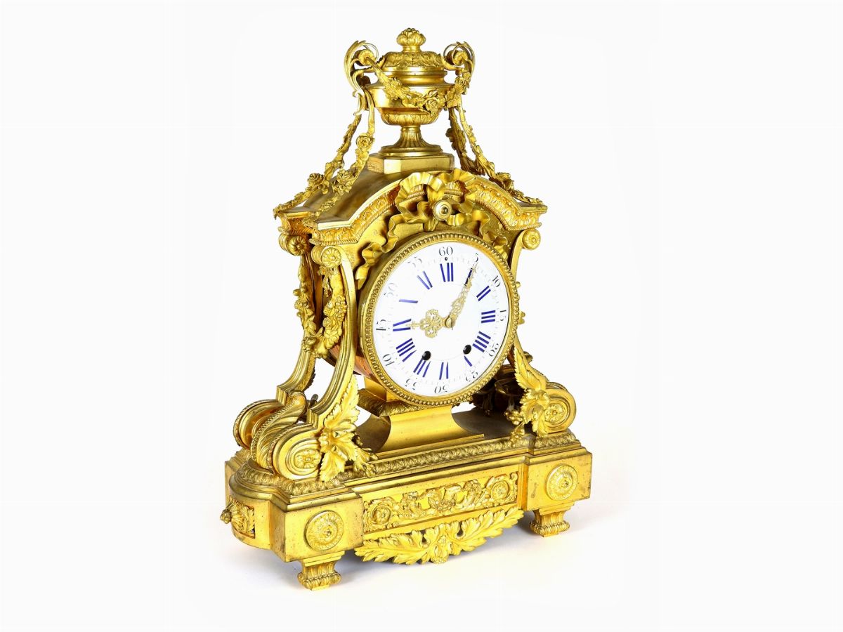 Orologio a Pendolo da Camino in Bronzo Dorato
