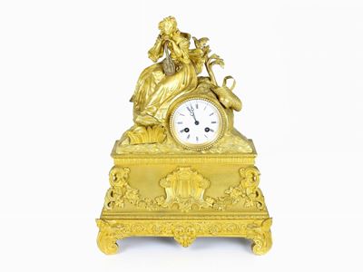 Orologio a Pendolo da Camino in Bronzo Dorato