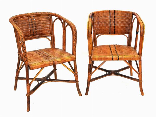 A Pair of Wicker Armchair  - Auction Furniture and Paintings from a house in Val d'Elsa - Lots 1-303 - I - Maison Bibelot - Casa d'Aste Firenze - Milano