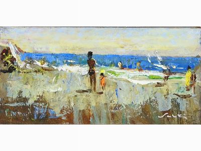 Veduta di Spiaggia con Figure