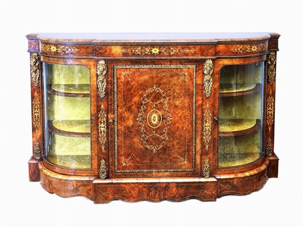 A Walnut, Burr and Other Woods Veneered Ormolu Monted Buffet