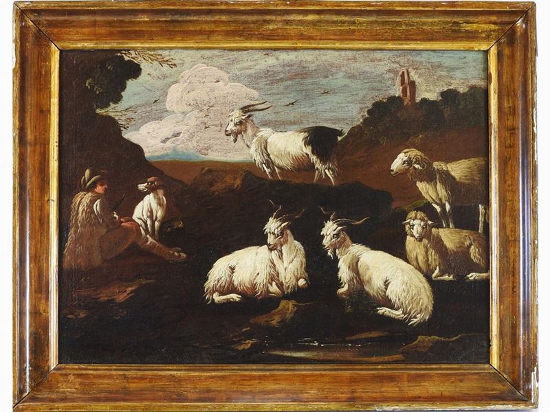 Philipp Peter Roos Detto Rosa da Tivoli - Paesaggio Montano con Pastore e Armenti