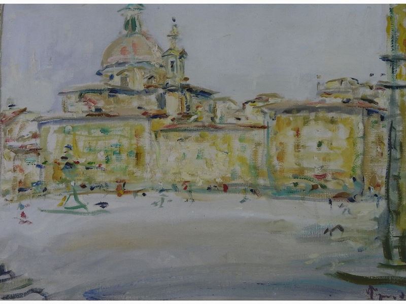 Enzo Pregno - Scorcio di Piazza del Carmine e Chiesa del Cestello