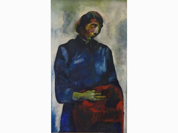 Fernando Farulli : Portrait of a Woman 1957  ((1923-1997))  - Auction Furniture and Paintings from a House in Val d'Elsa / A Collection of Modern and Contemporary Art - Lots 304-590 - II - Maison Bibelot - Casa d'Aste Firenze - Milano
