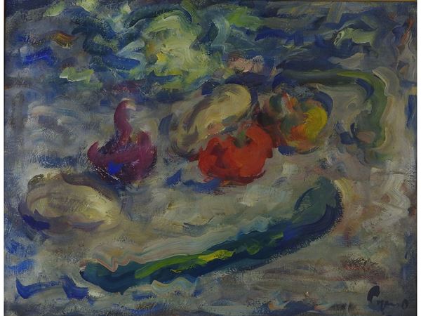 Enzo Pregno : Still Life with Vegetables  ((1898-1972))  - Auction Furniture and Paintings from a House in Val d'Elsa / A Collection of Modern and Contemporary Art - Lots 304-590 - II - Maison Bibelot - Casa d'Aste Firenze - Milano