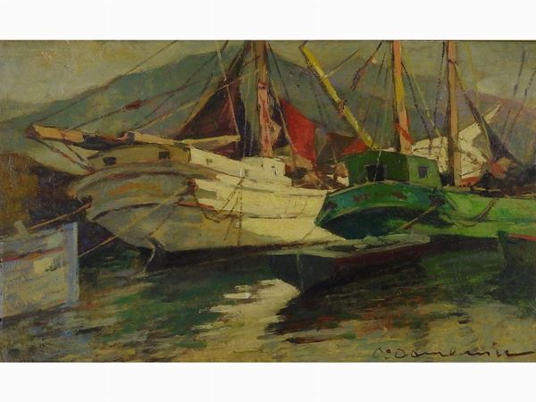 Carlo Domenici : Port of Livorno  ((1898-1981))  - Auction Furniture and Paintings from a house in Val d'Elsa - Lots 1-303 - I - Maison Bibelot - Casa d'Aste Firenze - Milano