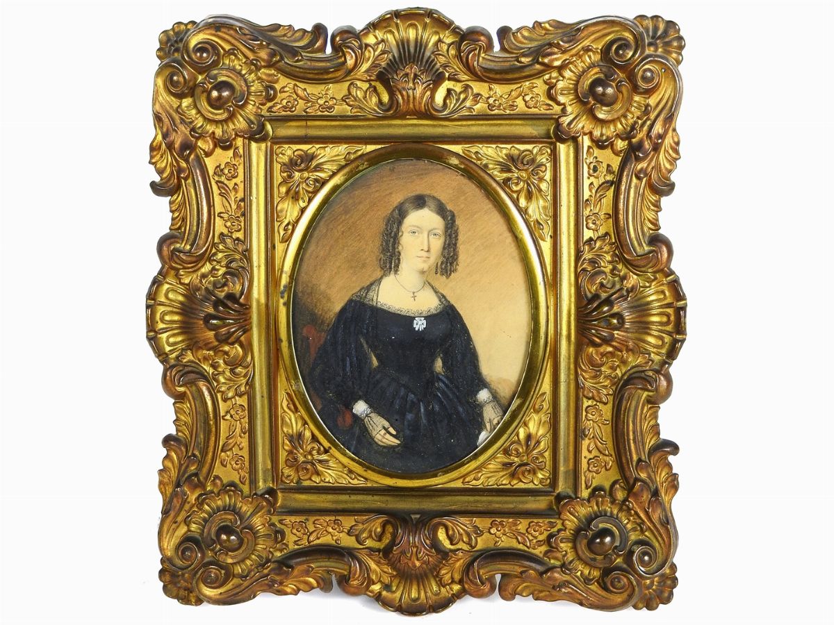 Scuola Inglese del XIX Secolo - Ritratto di Dama e Ritratto di Gentiluomo