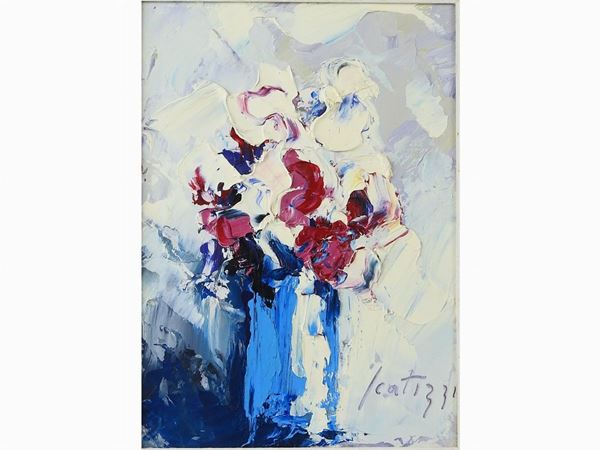 Sergio Scatizzi : Flowers in a Vase  ((1918-2009))  - Auction Furniture and Paintings from a House in Val d'Elsa / A Collection of Modern and Contemporary Art - Lots 304-590 - II - Maison Bibelot - Casa d'Aste Firenze - Milano